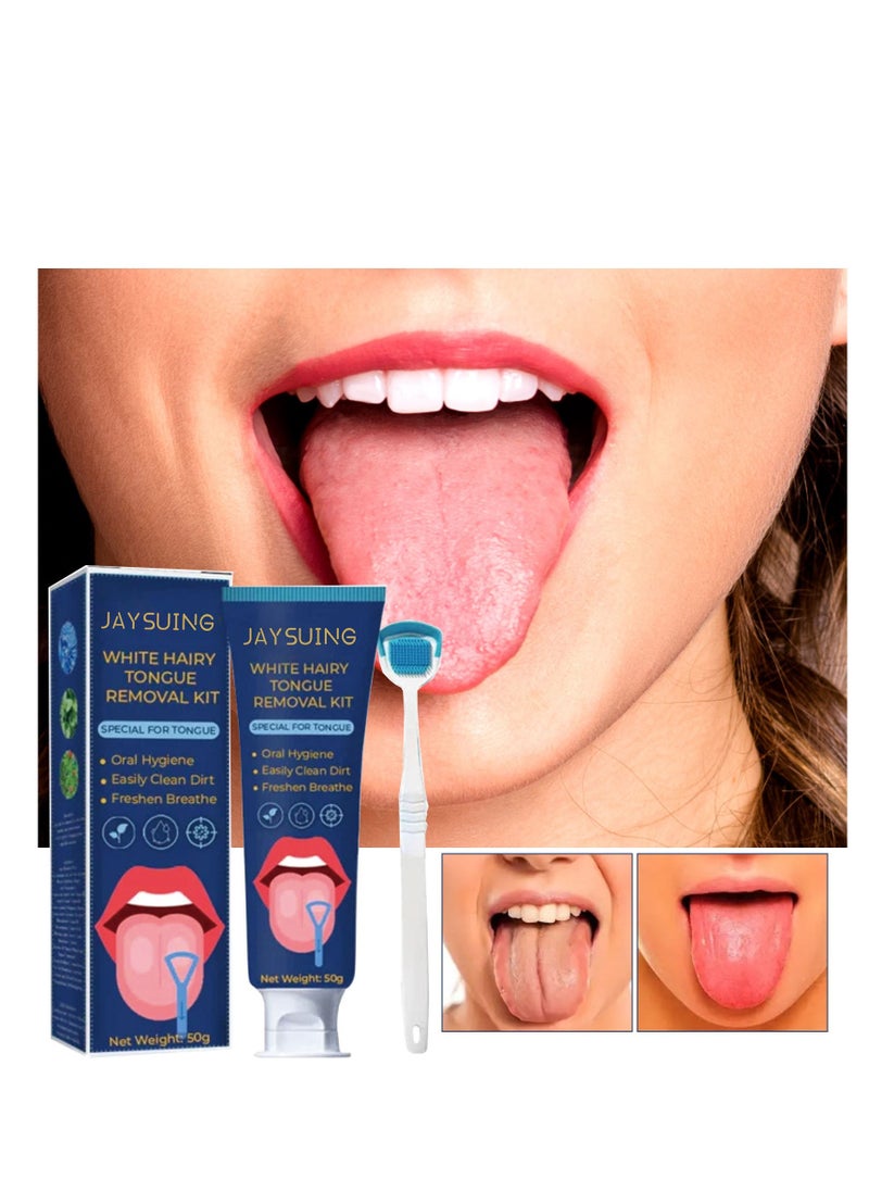Jaysuing 50g Tongue Cleaning Kit Tongue Brush Tongue Cleaning Oral Care Removes Odor and Freshens Breath  - Image 1