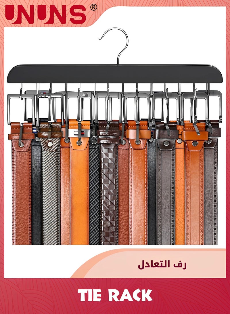 UNUNS Tie Belt Hangers,Tie Rack Hanger With 14 Foldable Metal Hooks,360° Rotatable Belt Storage Hanger Rack Space Saver For Belt,Bra,Tank Top,Tie,Scarf  - Image 1