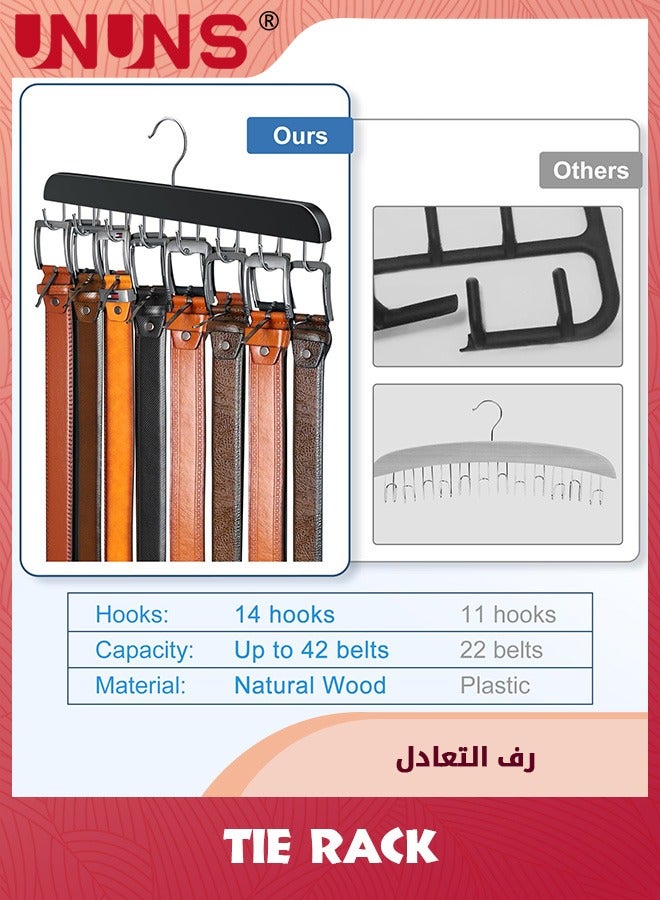 UNUNS Tie Belt Hangers,Tie Rack Hanger With 14 Foldable Metal Hooks,360° Rotatable Belt Storage Hanger Rack Space Saver For Belt,Bra,Tank Top,Tie,Scarf  - Image 3