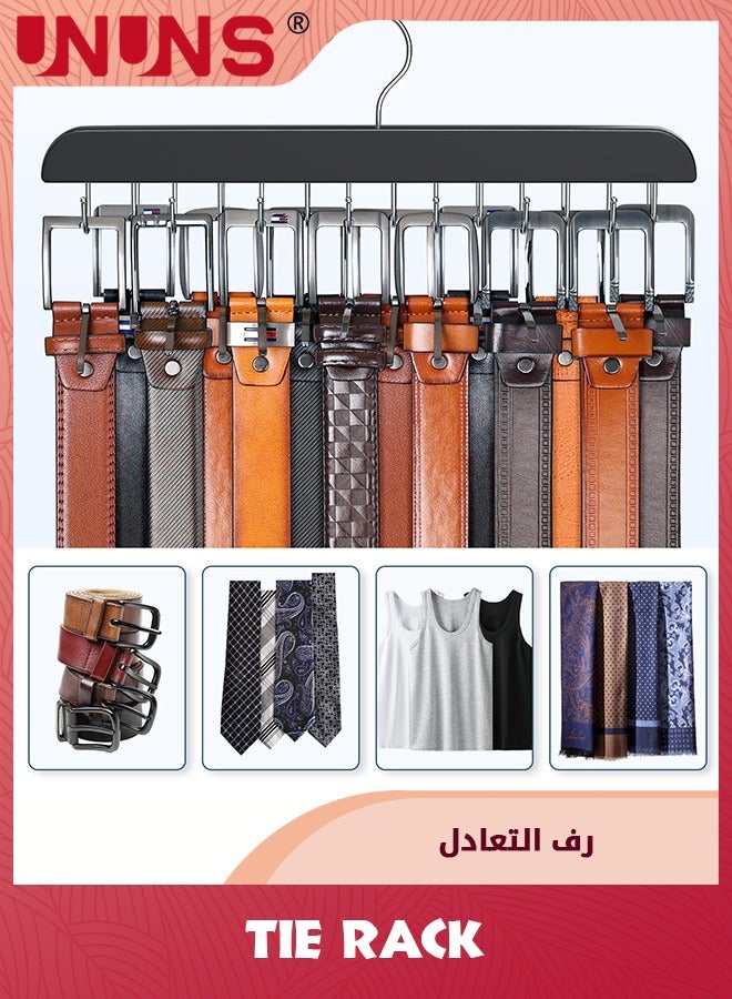 UNUNS Tie Belt Hangers,Tie Rack Hanger With 14 Foldable Metal Hooks,360° Rotatable Belt Storage Hanger Rack Space Saver For Belt,Bra,Tank Top,Tie,Scarf  - Image 2