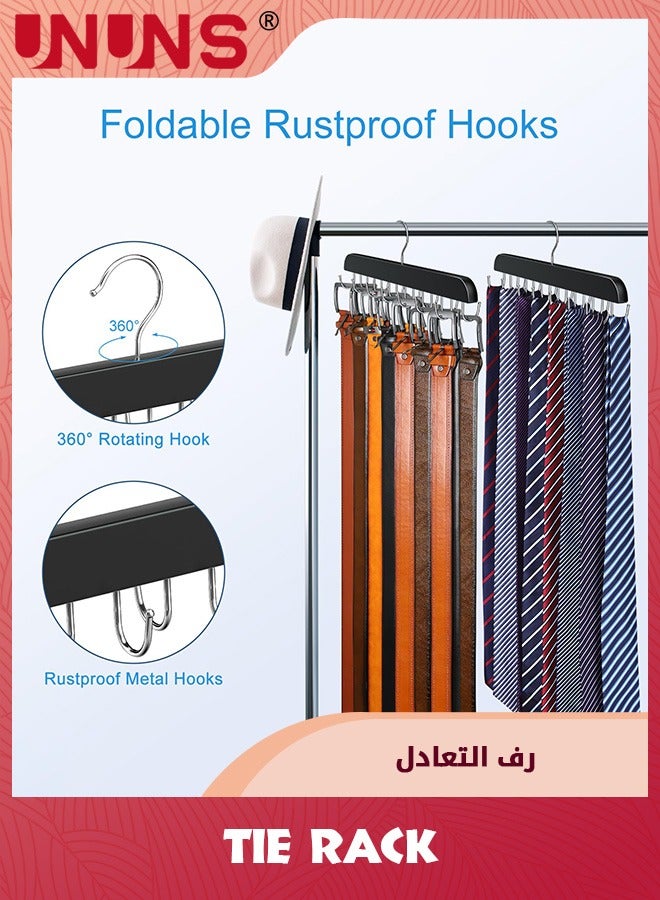 UNUNS Tie Belt Hangers,Tie Rack Hanger With 14 Foldable Metal Hooks,360° Rotatable Belt Storage Hanger Rack Space Saver For Belt,Bra,Tank Top,Tie,Scarf  - Image 4