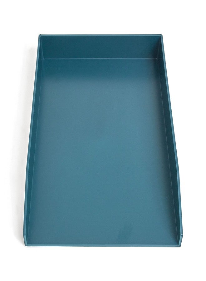 TRU RED Front‑Load Stackable Plastic Letter Tray, Teal - Desktop Paper Organizer for Office Files & Documents - Image 1