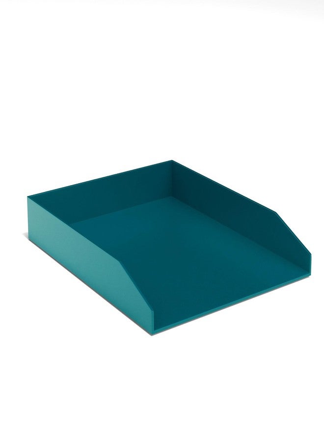 TRU RED Front‑Load Stackable Plastic Letter Tray, Teal - Desktop Paper Organizer for Office Files & Documents - Image 4