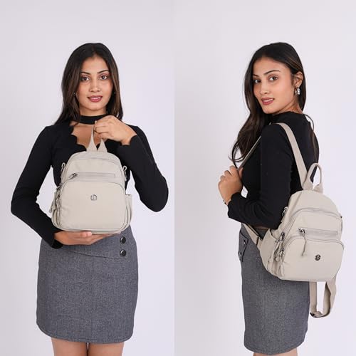 12o12 Water-Resistant Anti-Theft Women's & Girls Mini Backpack with Multiple Compartments Storage, Smooth Zippers, Fashion Casual Crossbody Sling Bag for Trips, Travel Daypack, Work, College (Beige) - Image 5