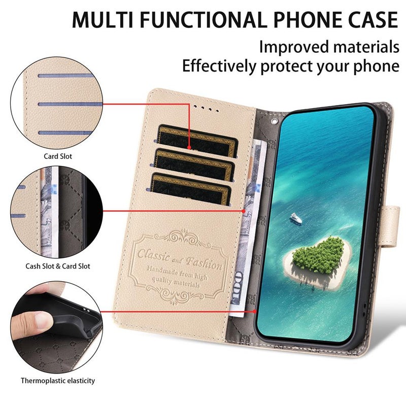 erorex For Tecno Pova 7 Pro 5G Litchi Texture RFID Blocking 3-Card Wallet Leather Phone Case(Beige) - Image 3