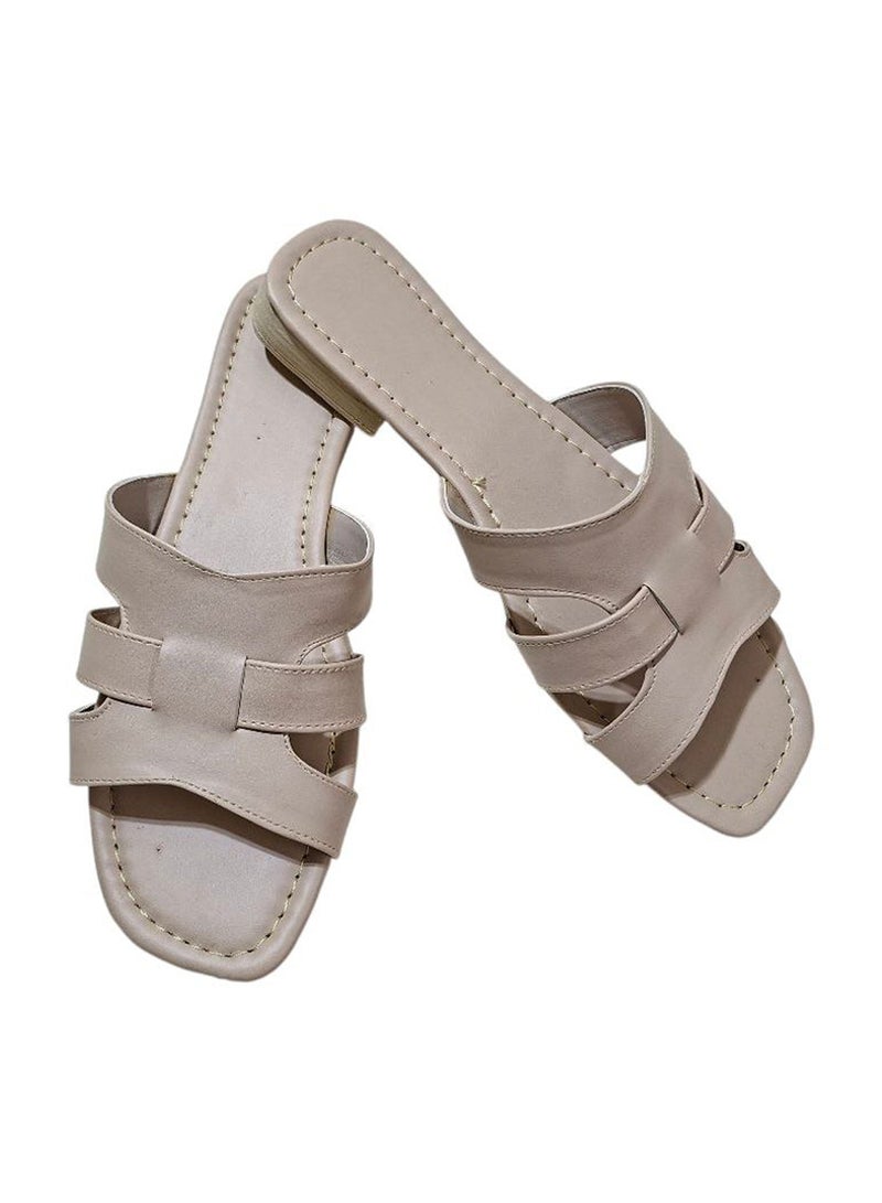 Karisma Flat Squared Toe Slippers With Strappy Upper Design - Image 1