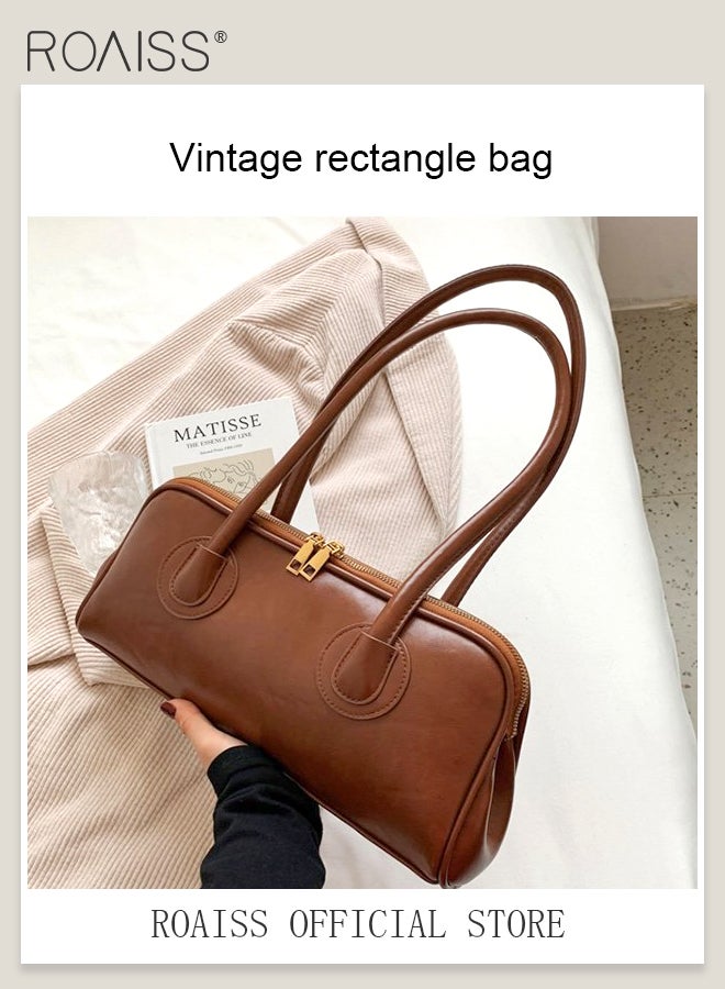 Double Zipper Baguette Bag for Women Retro and Versatile One Shoulder Underarm Portable Bags Niche Design Large Capacity Handbag  - Image 2