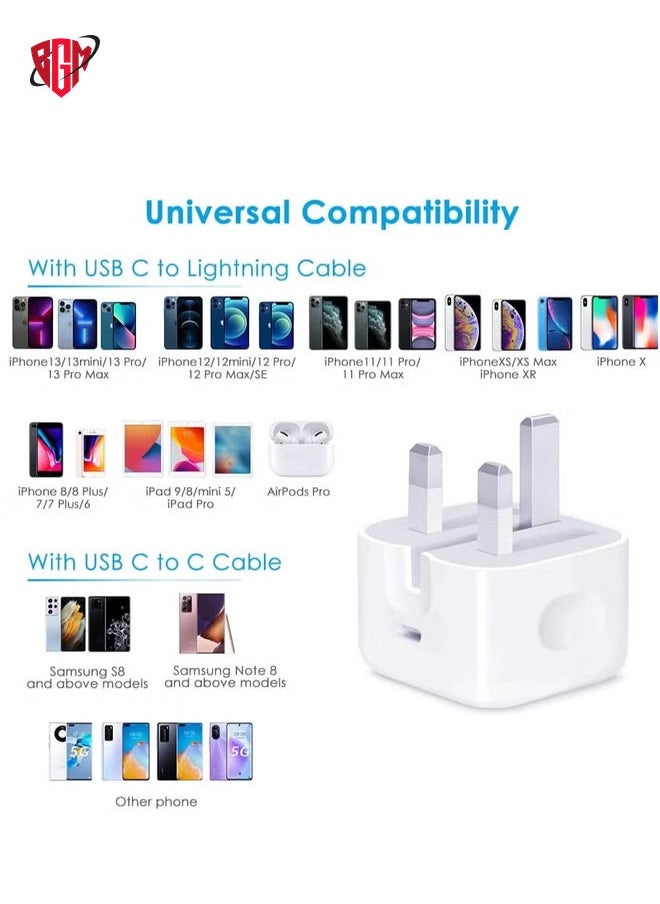 BGM - iPhone USB C Charger Plug ï¼† Type C Lightning CableApple MFi Certified‘20W USB C PD3.0 Fast Wall Charger Compatible with iPhone 13/13 Mini/13 Pro Max/12/SE 2020/11, iPad ,Galaxy S21,Pixel 5 etc - Image 1