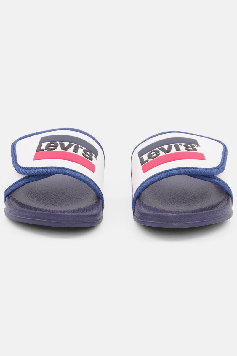 Levi's Kids Boy Brand Logo Slip On Slides, Navy  - Image 3