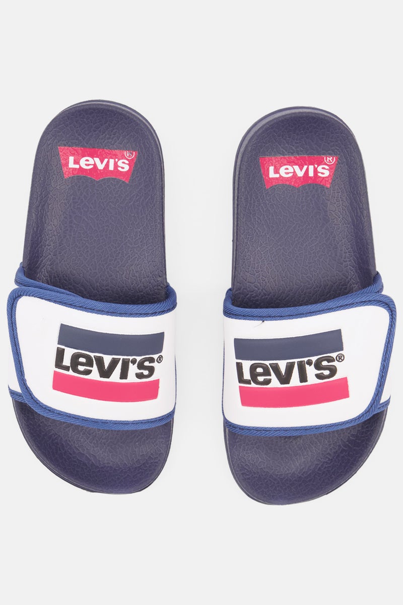 Levi's Kids Boy Brand Logo Slip On Slides, Navy  - Image 4