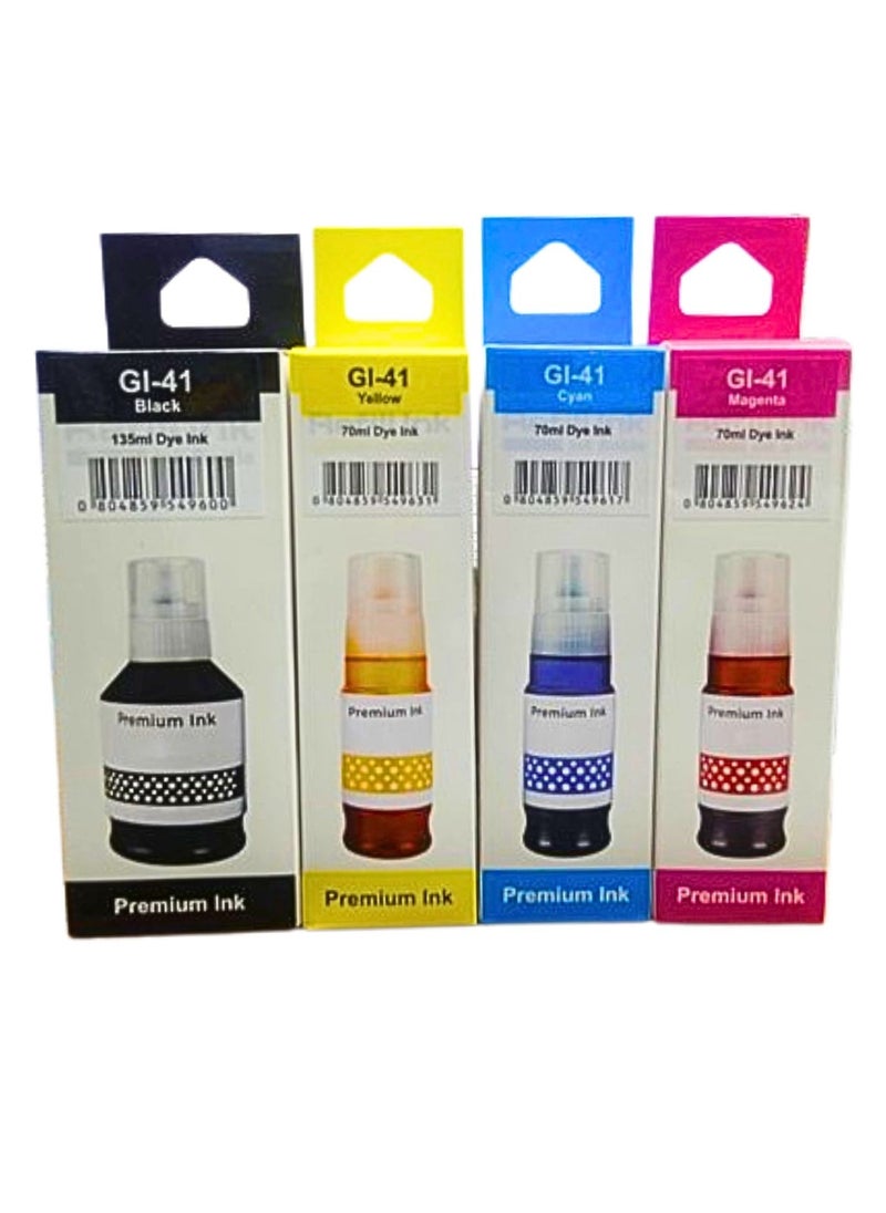 Terabyte - GI-41 ink set 4-Pack (PigmentBlack Cyan Magenta Yellow) GI 41 Compatible for CANON PIXMA G1420/G2420/G2460/G3420/G3460 - Image 1