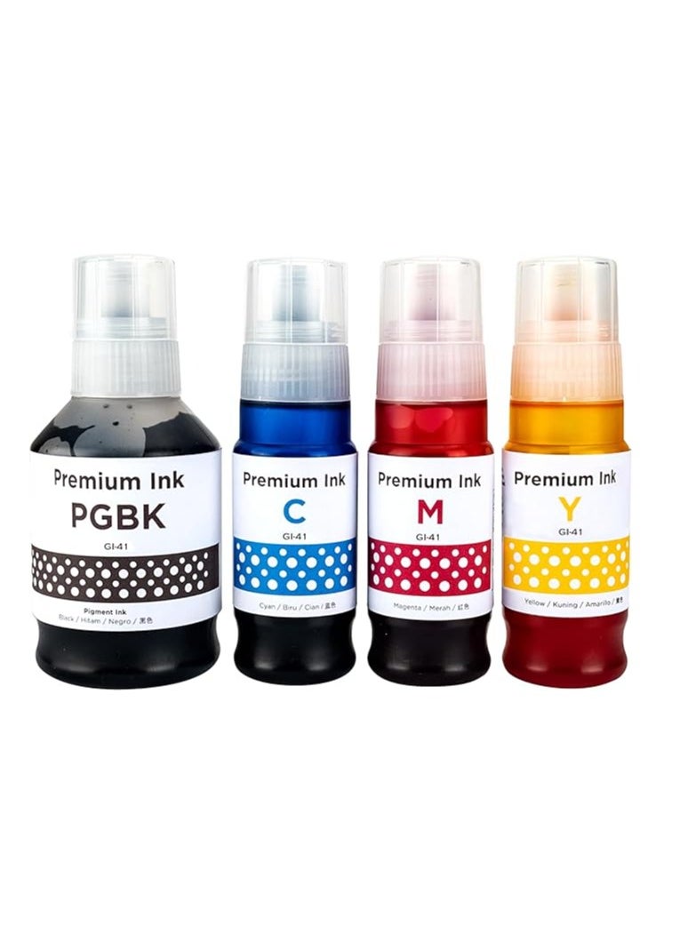 Terabyte - GI-41 ink set 4-Pack (PigmentBlack Cyan Magenta Yellow) GI 41 Compatible for CANON PIXMA G1420/G2420/G2460/G3420/G3460 - Image 1
