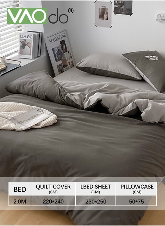 VAOdo 4PCS Queen Size Comforter Sets All-season Comforter Bedding Set Double sided and double color Bedding Sets Comfortable Breathable Washed Cotton Machine Washable Duvet Cover 200*230 CM  - Image 3