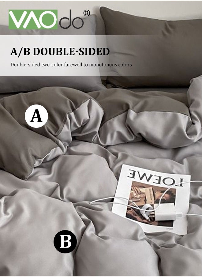 VAOdo 4PCS Queen Size Comforter Sets All-season Comforter Bedding Set Double sided and double color Bedding Sets Comfortable Breathable Washed Cotton Machine Washable Duvet Cover 200*230 CM  - Image 4