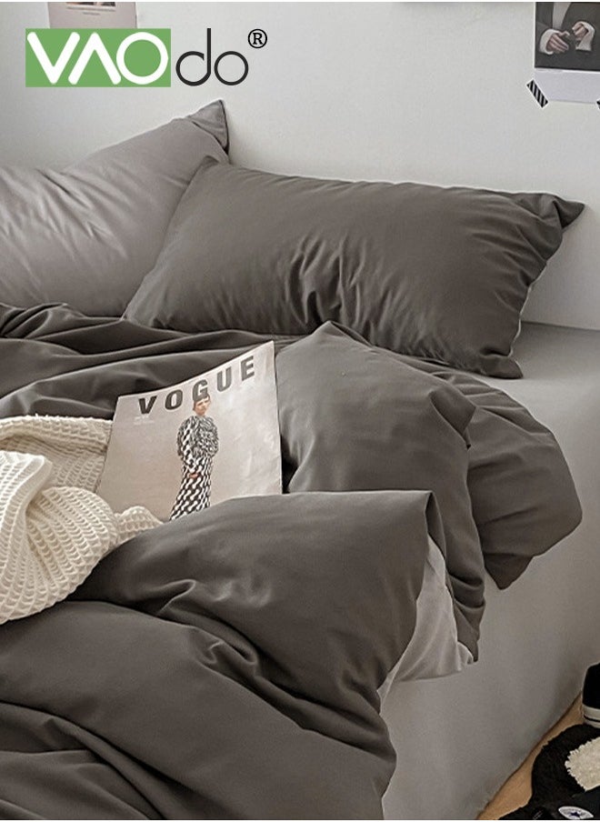 VAOdo 4PCS Queen Size Comforter Sets All-season Comforter Bedding Set Double sided and double color Bedding Sets Comfortable Breathable Washed Cotton Machine Washable Duvet Cover 200*230 CM  - Image 2