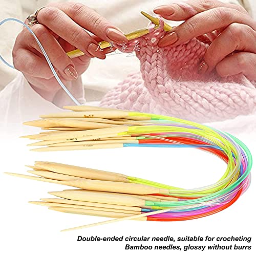 NAITIK CREATION Bamboo Circular Knitting Needles Set with Colorful Plastic Tube, 18 Sizes 2.0mm-10.0mm 80cm - (18 pcs in 1 Set) - Image 3