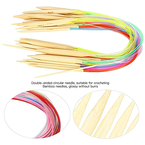 NAITIK CREATION Bamboo Circular Knitting Needles Set with Colorful Plastic Tube, 18 Sizes 2.0mm-10.0mm 80cm - (18 pcs in 1 Set) - Image 5