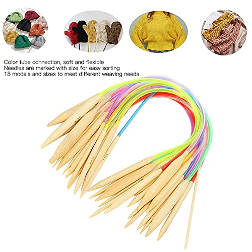 NAITIK CREATION Bamboo Circular Knitting Needles Set with Colorful Plastic Tube, 18 Sizes 2.0mm-10.0mm 80cm - (18 pcs in 1 Set) - Image 4