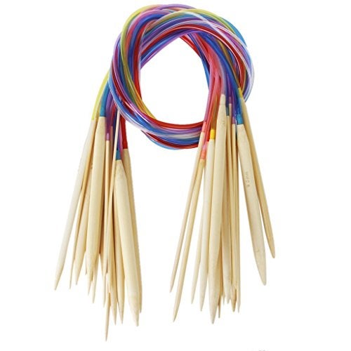 NAITIK CREATION Bamboo Circular Knitting Needles Set with Colorful Plastic Tube, 18 Sizes 2.0mm-10.0mm 80cm - (18 pcs in 1 Set) - Image 1