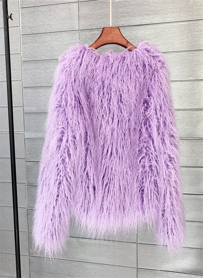 Loquat Women's Clothing Korean Version Solid Color Short Coat Light Purple  - Image 2