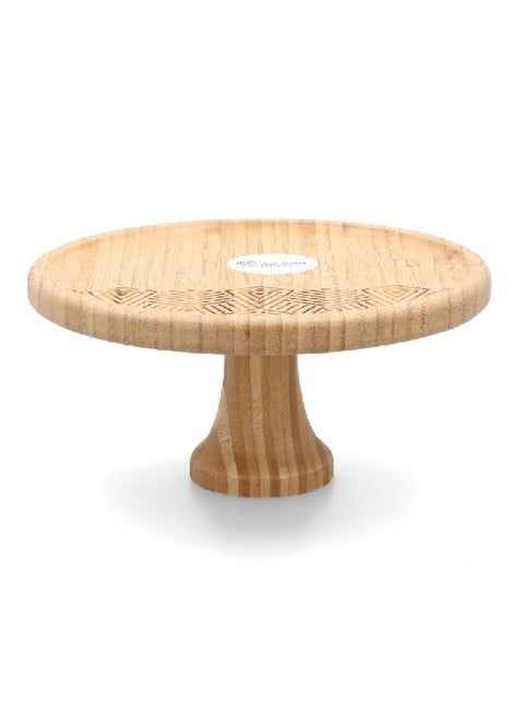 Round Bamboo Footed Cake Platter Natural and Brown 25 x 12 cm G17-G213L