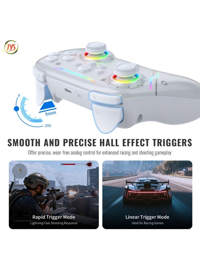 JYS Joystick Controller, compatible with Switch and Switch 2, and connects via Bluetooth to Android, iOS, PC, Mac and Steam Deck for multi-platform gaming. Features a built-in 9-axis gyroscope, no pairing required for wired use, RGB gaming controller, supports audio output, black - Image 5
