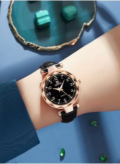 SENO Women's Waterproof Quartz Leather Wristband Watch -Starry Sky - Black-33MM  - Image 2