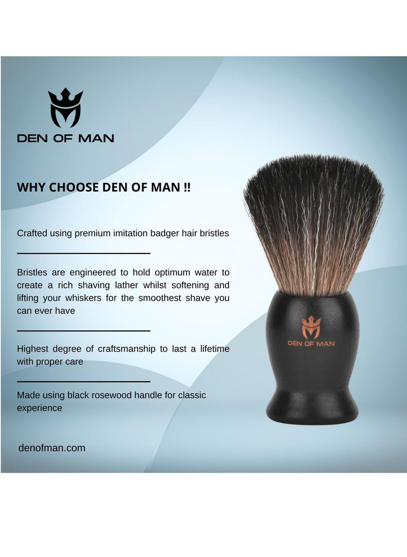 DEN OF MAN - Jumbo 27mm Knot Premium Cruelty Free Imitation Badger Hair Shaving Brush Soft & Ultra Absorbent Bristles For Smooth Shave Real Rosewood Handle - Image 1
