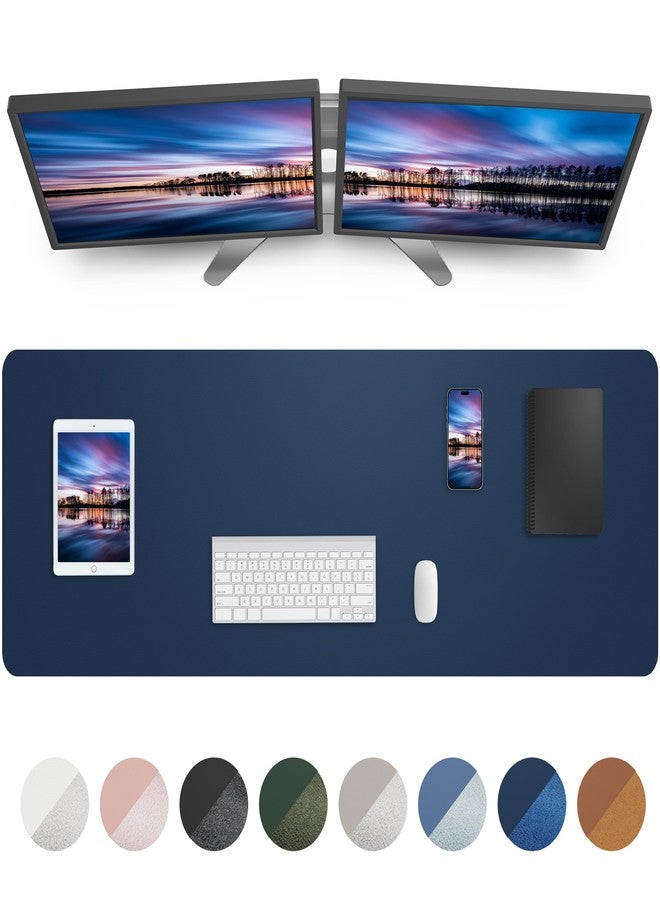 AFIING Large Desk Mat,55" x 17"Leather Desk Pad Protector,Large Mouse Pad,Office Desk Mat, Non-Slip PU Leather Desk Blotter,Desk Pad,Waterproof Desk Writing Pad for Office/Home/Decor (Midnight Blue) - Image 1