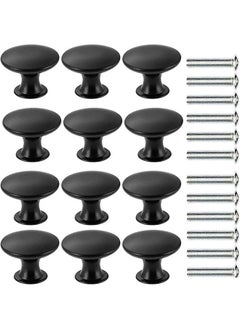 Beauenty 12-piece Vintage Black Cupboard Knobs, 30mm Chic Drawer Knobs Antique Kitchen Cabinet Handles Round Furniture Door Knobs with 12 Screws for Cabinet Drawer Kitchen Bathroom Cupboard Home Office Furniture  - Image 1