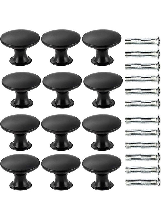 Beauenty 12-piece Vintage Black Cupboard Knobs, 30mm Chic Drawer Knobs Antique Kitchen Cabinet Handles Round Furniture Door Knobs with 12 Screws for Cabinet Drawer Kitchen Bathroom Cupboard Home Office Furniture - Image 1