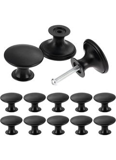 Beauenty 12-piece Vintage Black Cupboard Knobs, 30mm Chic Drawer Knobs Antique Kitchen Cabinet Handles Round Furniture Door Knobs with 12 Screws for Cabinet Drawer Kitchen Bathroom Cupboard Home Office Furniture  - Image 2