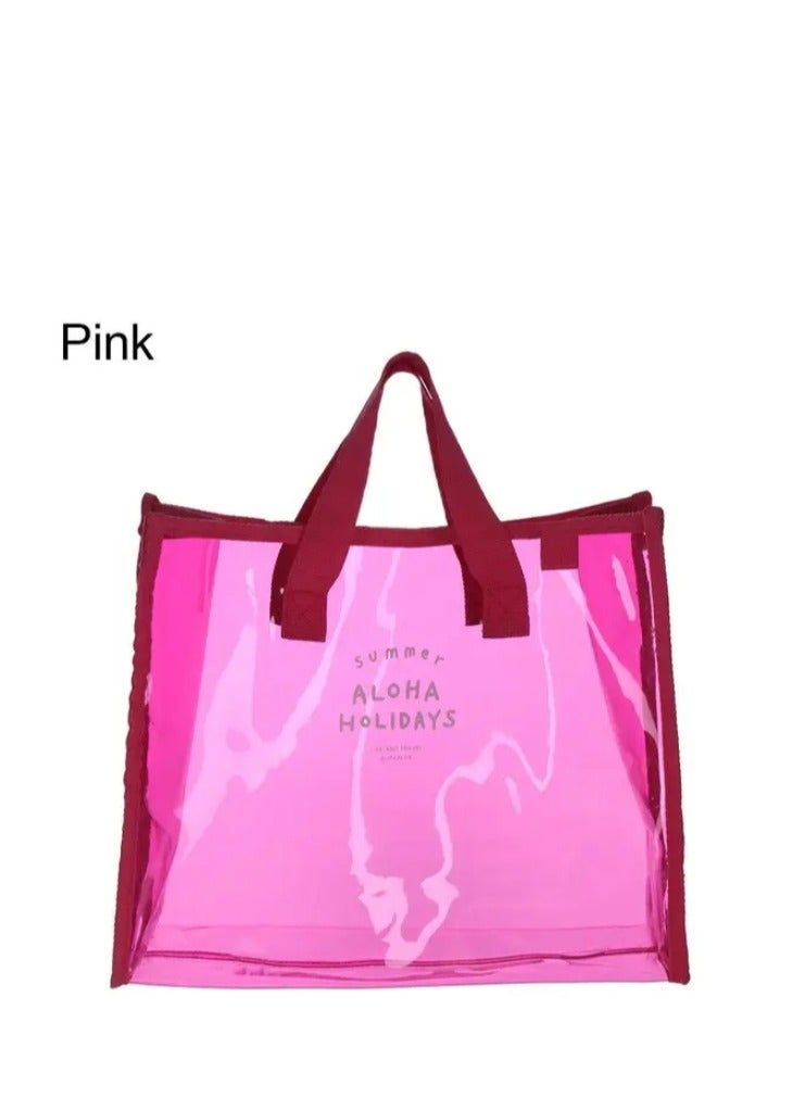 Waterproof Transparent Portable Jelly Bag Summer Large Capacity Handbag Shopping Beach Bag Shoulder Bag  - Image 1