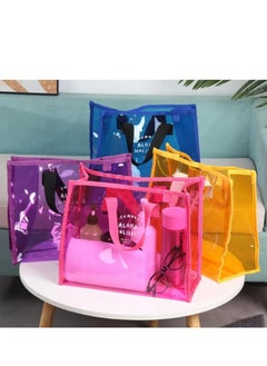 Generic Waterproof Transparent Portable Jelly Bag Summer Large Capacity Handbag Shopping Beach Bag Shoulder Bag  - Image 2