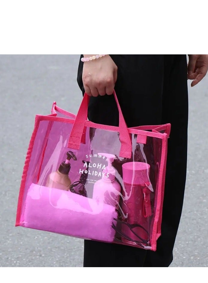 حقيبة جيلي محمولة شفافة مقاومة للماء، حقيبة يد صيفية ذات سعة كبيرة، حقيبة تسوق للشاطئ، حقيبة كتف - Image 3