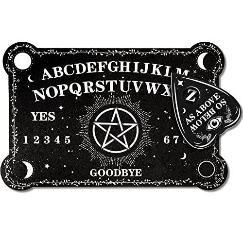 Sumind Pendulum Dowsing Divination Board Set Black Wooden Talking Board with Planchette Accessories for Birthday Party and Family Gatherings Games SuppliesPentagram Style - Image 1