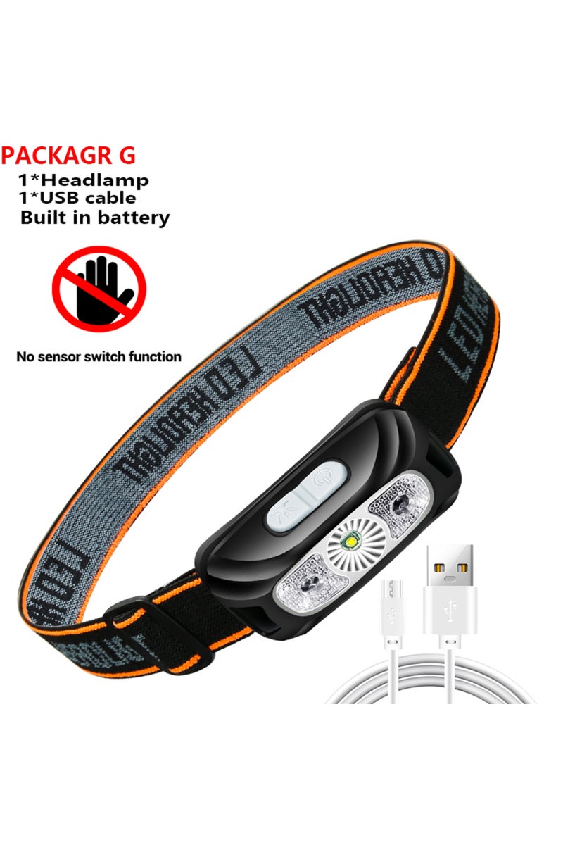 no sensor Mini Rechargeable Powerful Sensor Headlamp Fishing Camping USB Head Flashlight COB LED Hea