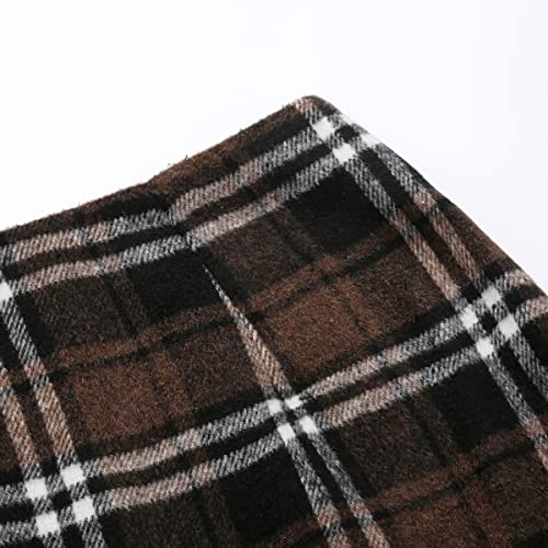 IDEALSANXUN Womens Fall Winter High Waisted Plaid Skirt Bodycon Pencil Wool Mini Skirts(Coffee, L) - Image 3