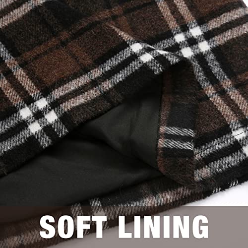 IDEALSANXUN Womens Fall Winter High Waisted Plaid Skirt Bodycon Pencil Wool Mini Skirts(Coffee, L) - Image 5