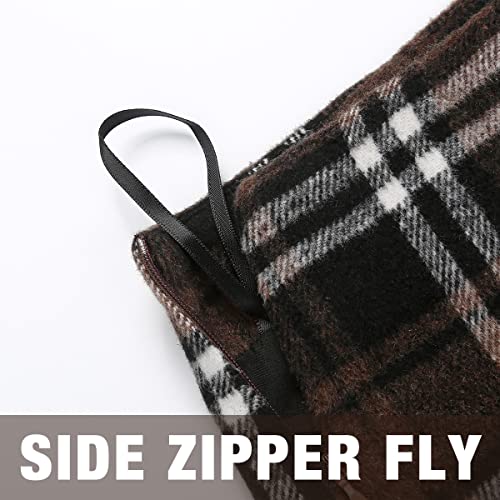 IDEALSANXUN Womens Fall Winter High Waisted Plaid Skirt Bodycon Pencil Wool Mini Skirts(Coffee, L) - Image 4
