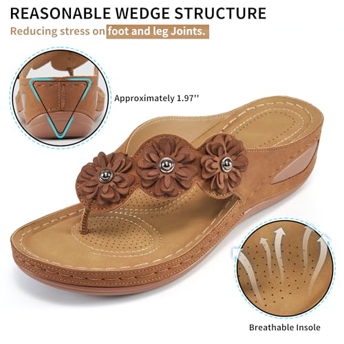 FUDYNMALC Sandals for Women Wedge Shoes: Summer Womens Platform Flip Flops Comfortable Casual Dressy Wedges Sandal - Image 3
