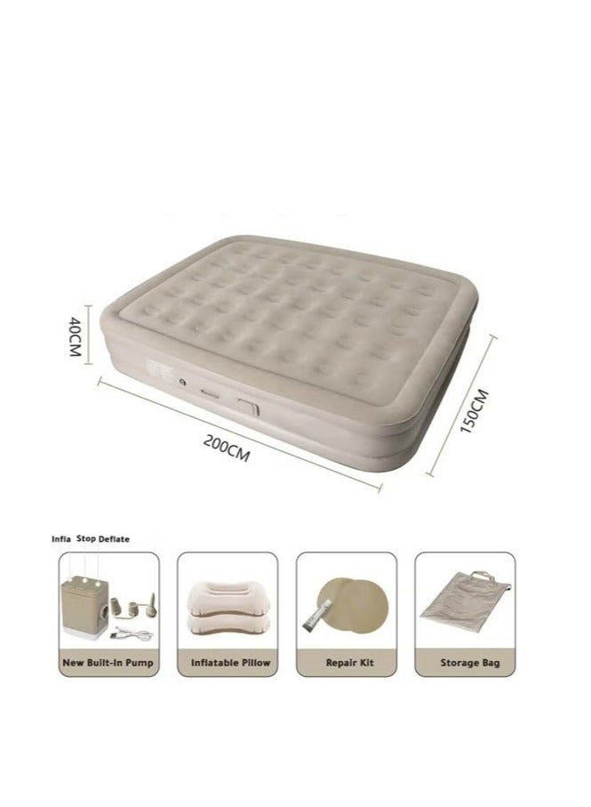 Sky Shine Double Size Inflatable Air Bed 198x150x40cm – Waterproof, Leak-Proof, Tear Resistant, Portable Air Mattress for Home, Camping, and Guests - Image 1