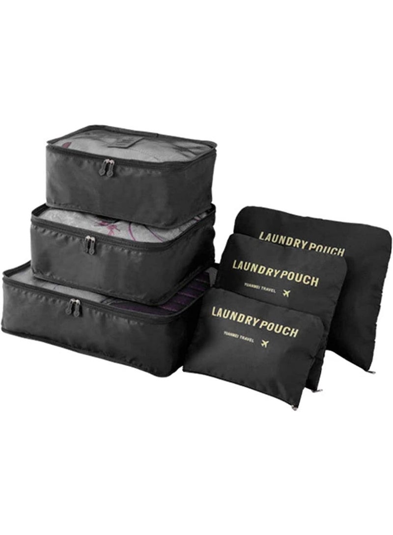 6 Piece Travel and Outdoor Clothes Storage Bag Set Portable Packing Cubes Organizer Bags for Luggage Suitcase Wardrobe Camping Business Trips Home Storage Lightweight Durable Zipper Bags - Image 1