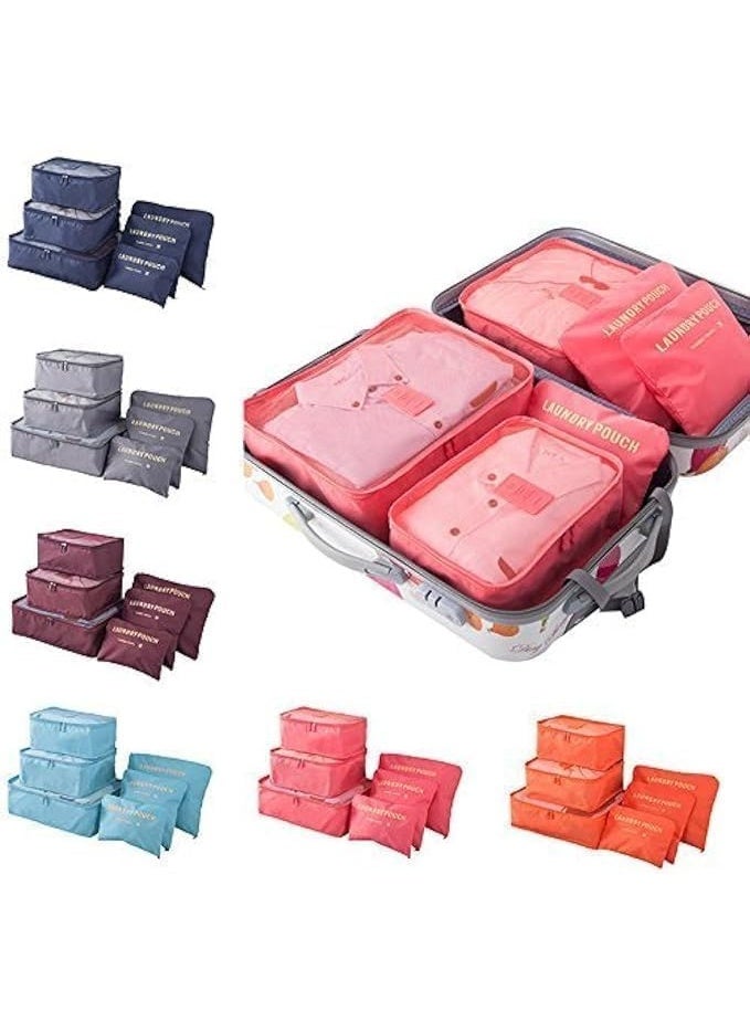 6 Piece Travel and Outdoor Clothes Storage Bag Set Portable Packing Cubes Organizer Bags for Luggage Suitcase Wardrobe Camping Business Trips Home Storage Lightweight Durable Zipper Bags - Image 2