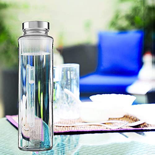 MEDALLIX Glass Water Bottles, Leak-Proof Airtight Stainless Steel Lids, Reusable BPA-Free Glass Bottles for Water, Juice, Smoothies, Milk, Fridge Storage Bottles for Home & Travel (750ml – Set of 3) - Image 4