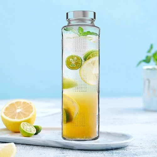 MEDALLIX Glass Water Bottles, Leak-Proof Airtight Stainless Steel Lids, Reusable BPA-Free Glass Bottles for Water, Juice, Smoothies, Milk, Fridge Storage Bottles for Home & Travel (750ml – Set of 3) - Image 2