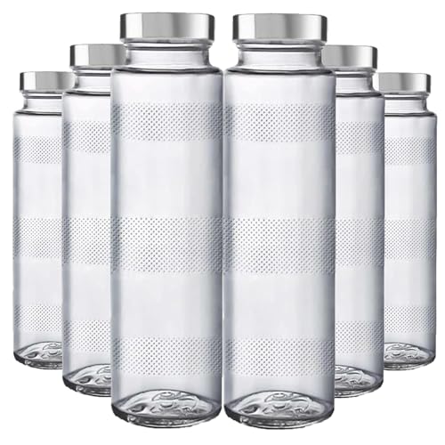 MEDALLIX Glass Water Bottles, Leak-Proof Airtight Stainless Steel Lids, Reusable BPA-Free Glass Bottles for Water, Juice, Smoothies, Milk, Fridge Storage Bottles for Home & Travel (750ml – Set of 3) - Image 5