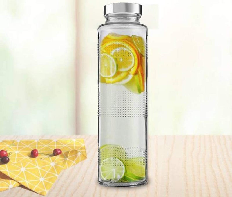 MEDALLIX Glass Water Bottles, Leak-Proof Airtight Stainless Steel Lids, Reusable BPA-Free Glass Bottles for Water, Juice, Smoothies, Milk, Fridge Storage Bottles for Home & Travel (750ml – Set of 3) - Image 3