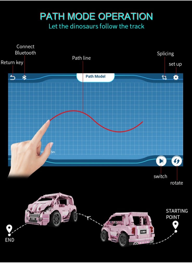 Generic 2 ways control of building block RC Mini Pink Car with STEM education for kids  - Image 5