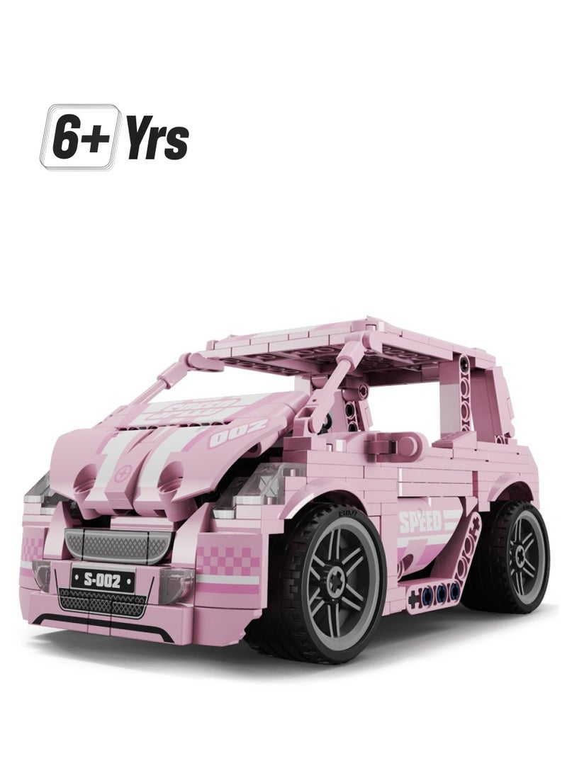 2 ways control of building block RC Mini Pink Car with STEM education for kids  - Image 1